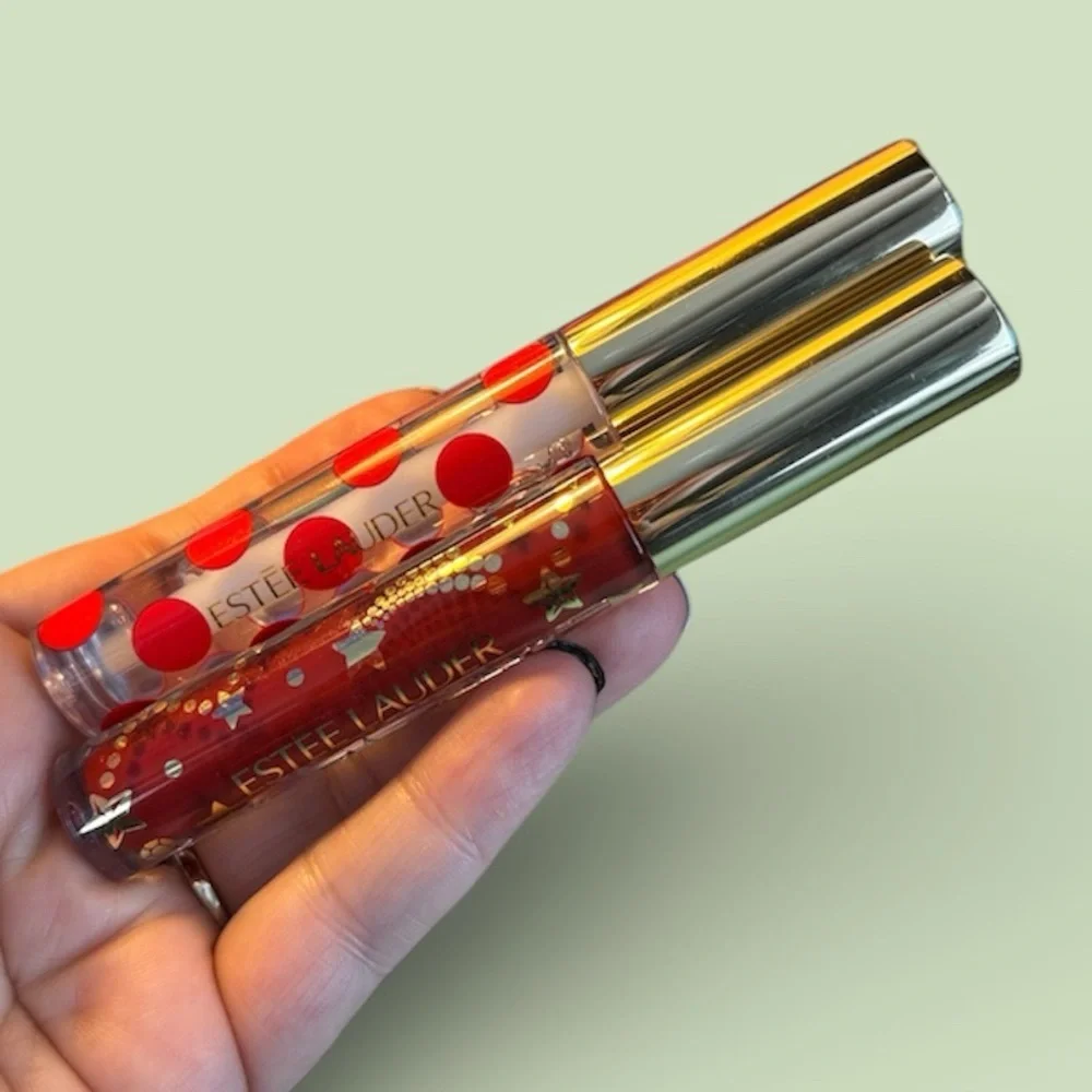 Estee Lauder Red and Gold Lip Gloss Duo new holiday makeup designer lipstick